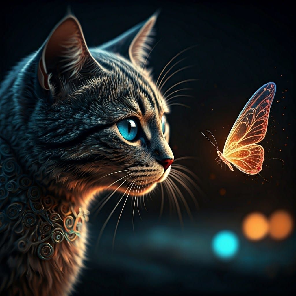 Bioluminescent Hologram Cat Watches Butterfly