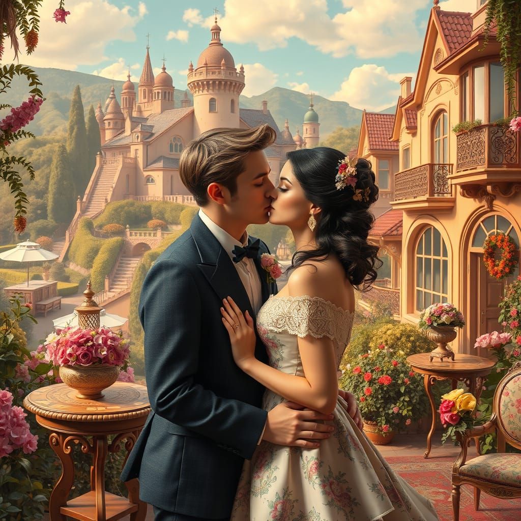 Whimsical Golden Romance in Quaint European Gardens