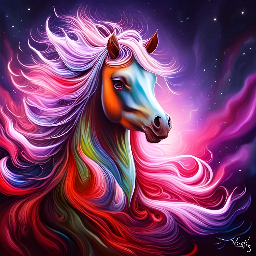 Graffiti Art Horse with Galaxy Hair
