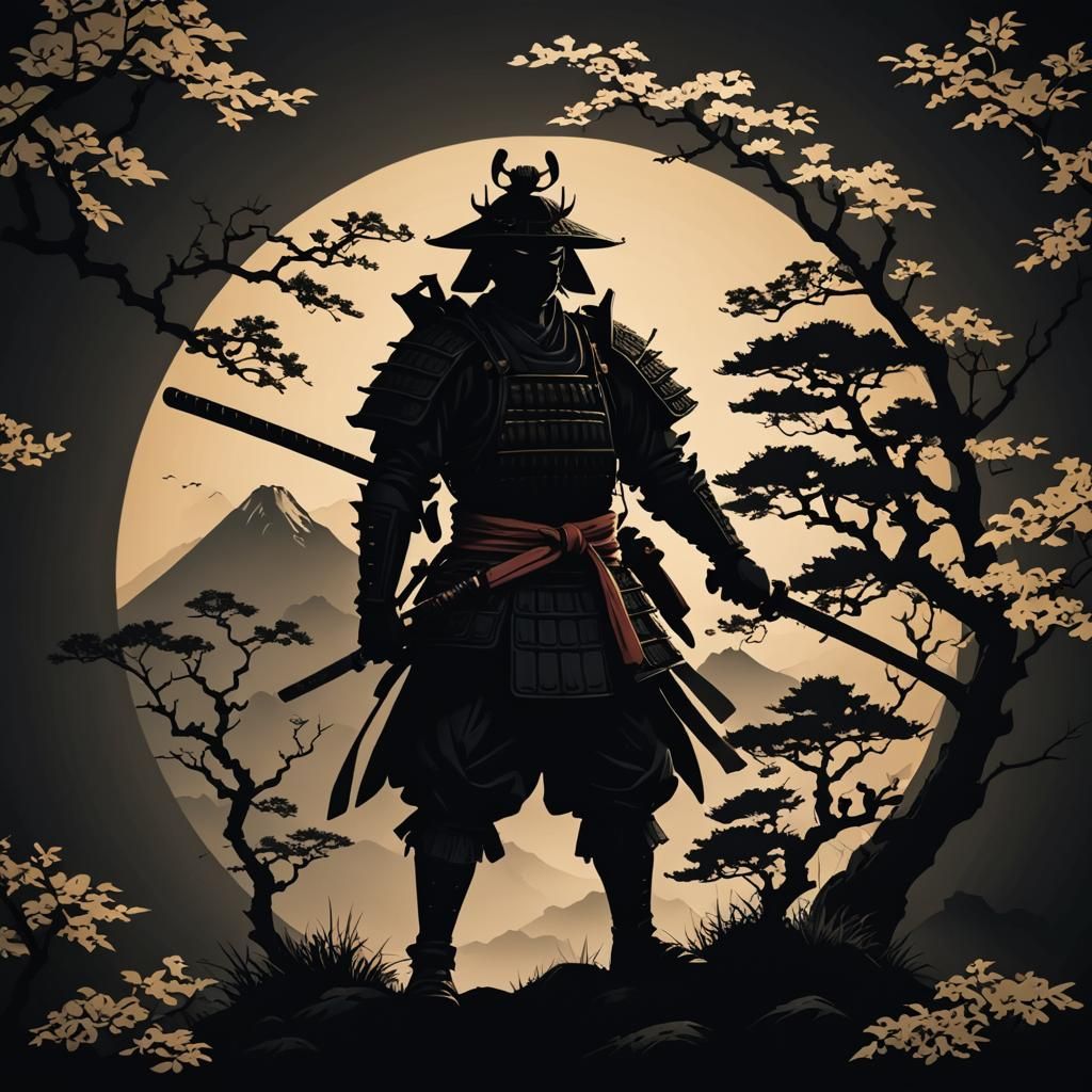 Samurai Silhouette: Warrior in Shadow