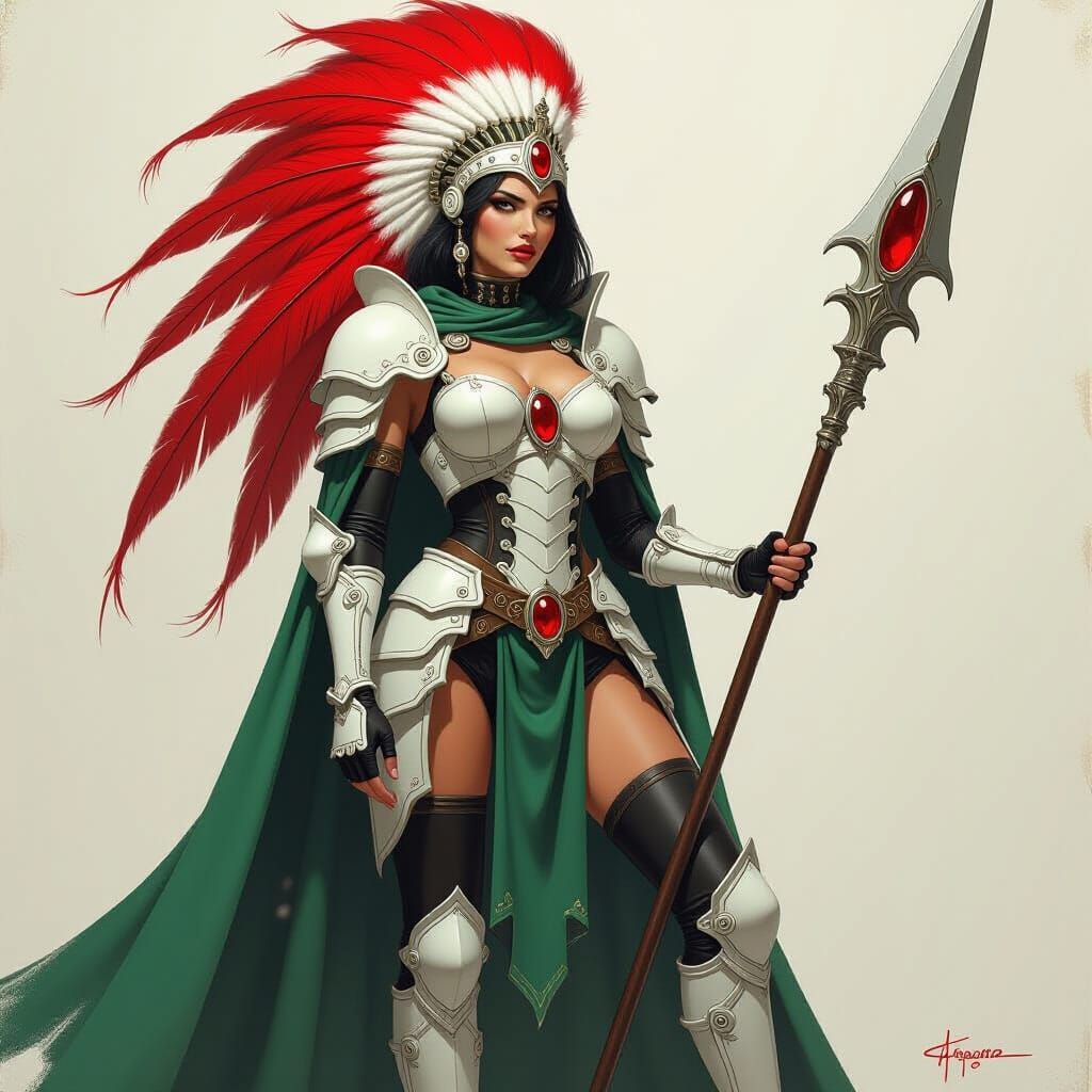 Futuristic Elf Warrior in Bone Armor, Frazetta Style