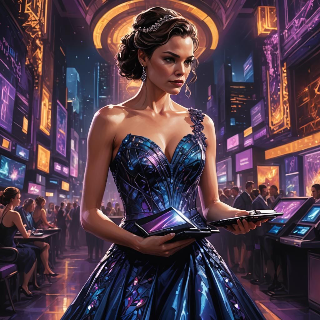 Hyper-Realistic Portrait of Woman with Allspark Computer