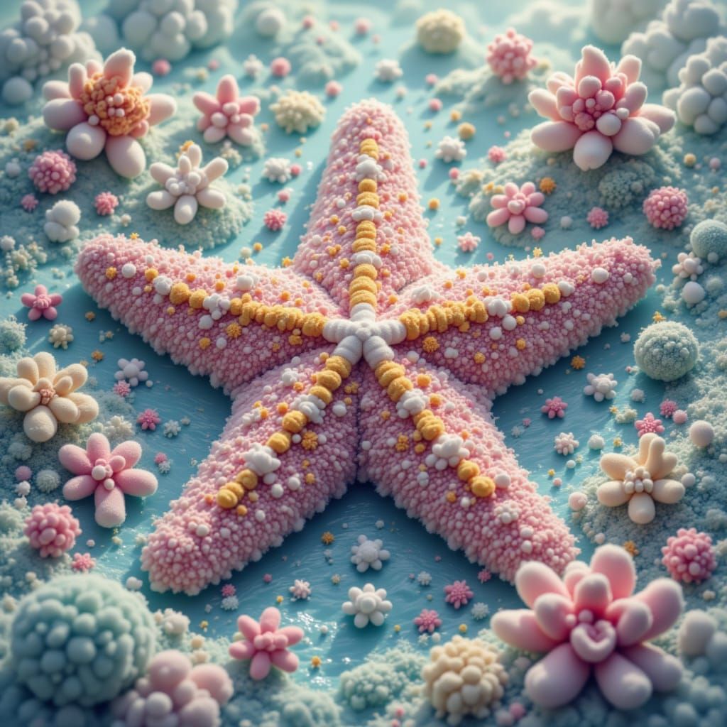 Vibrant Starfish with Dreamy Brushstrokes