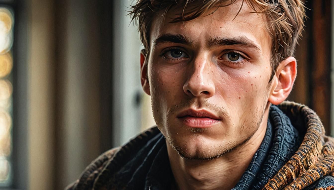 Youthful Male Model in Expressionist Style