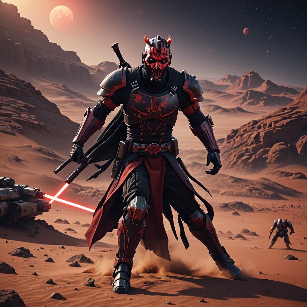 Darth Maul Battles Qui-Gon Jinn on Desert Planet