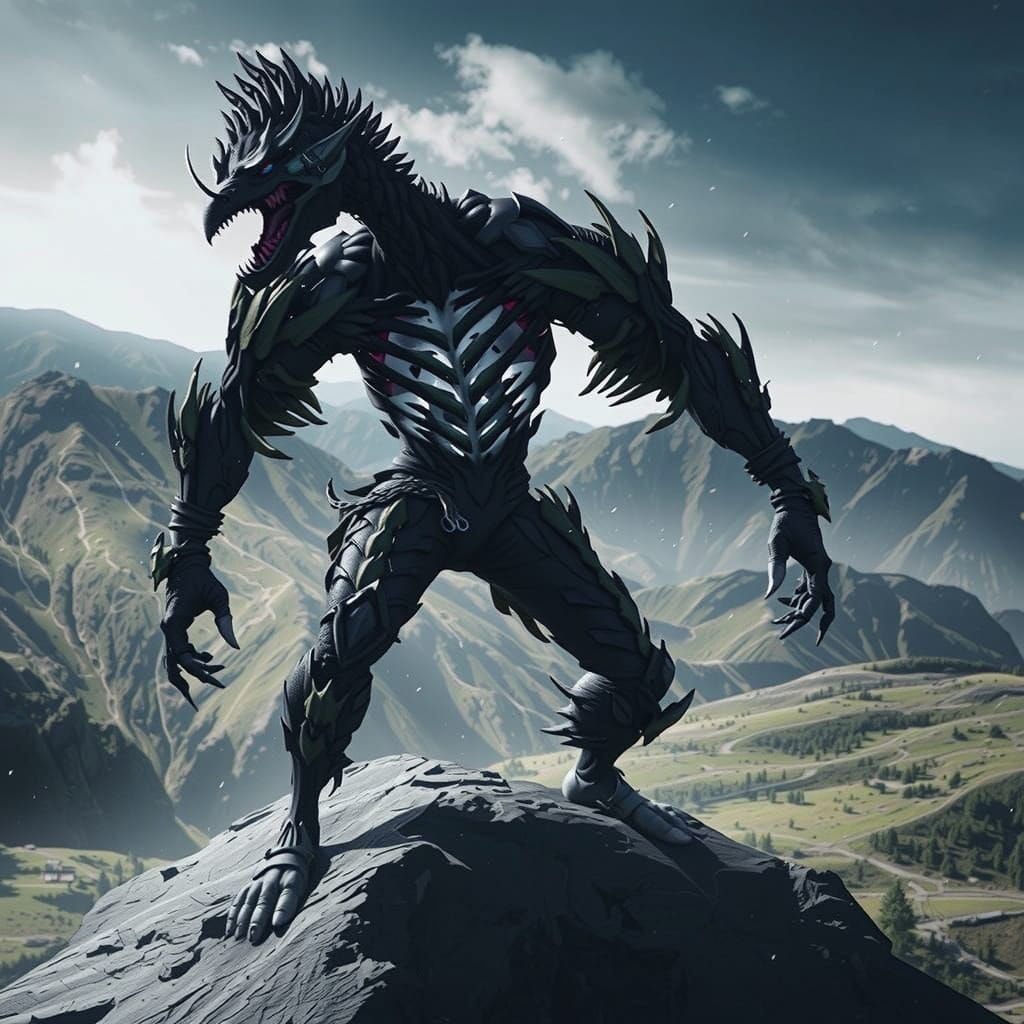 Ryuk on Mountain: Dark Fantasy Art in 8K