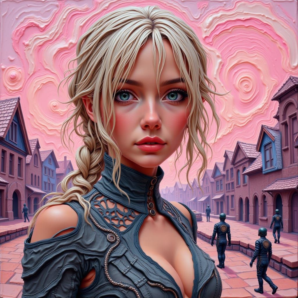 Intergalactic Beauty with Luminous Skin in Van Gogh Style