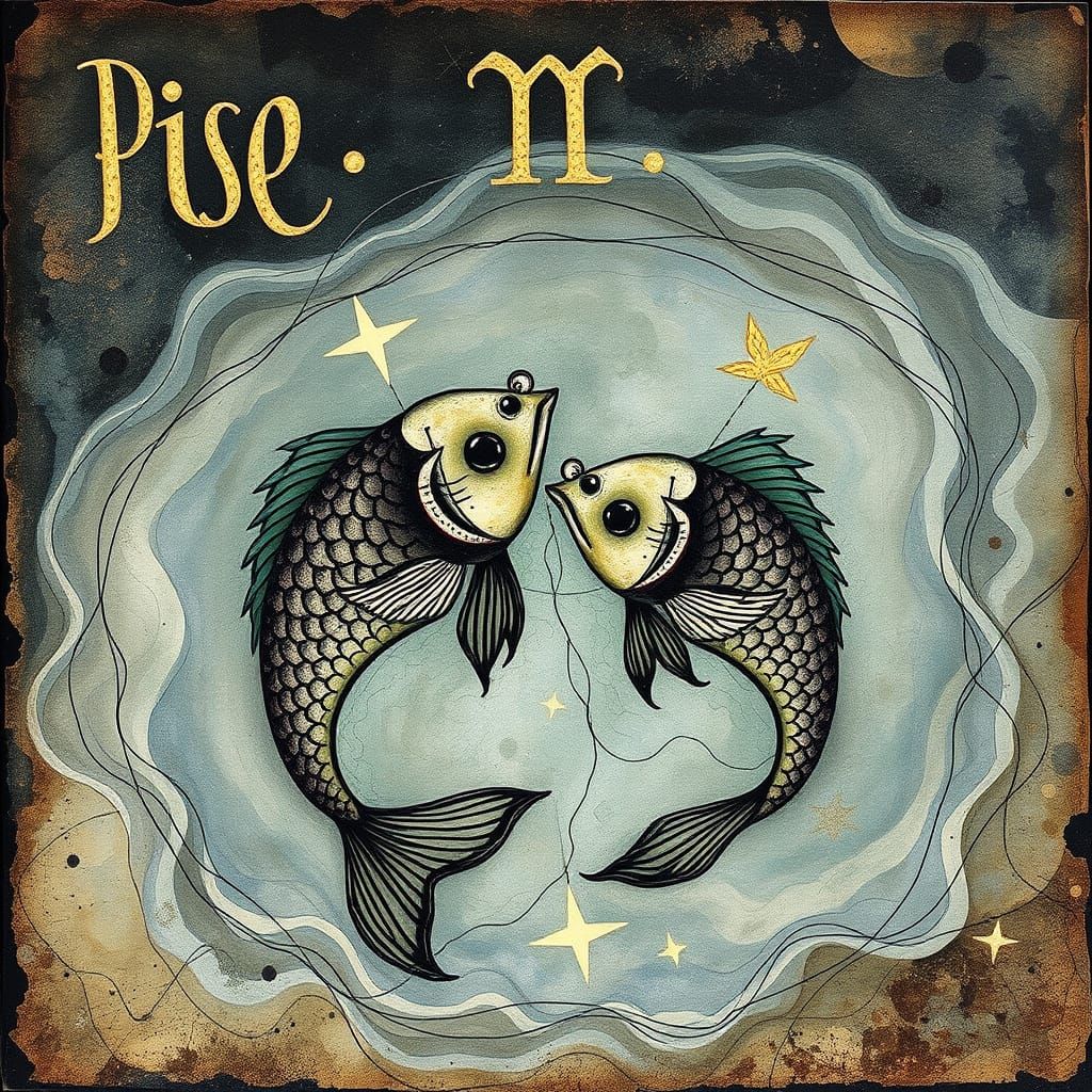 Surreal Pisces Zodiac Design in Dreamlike Water