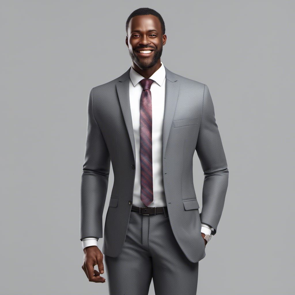 Hyperrealistic 3D Male Salesman in Modern Clothing