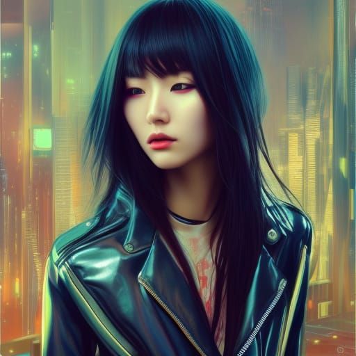 Cyberpunk Girl Portrait in Futuristic Tokyo