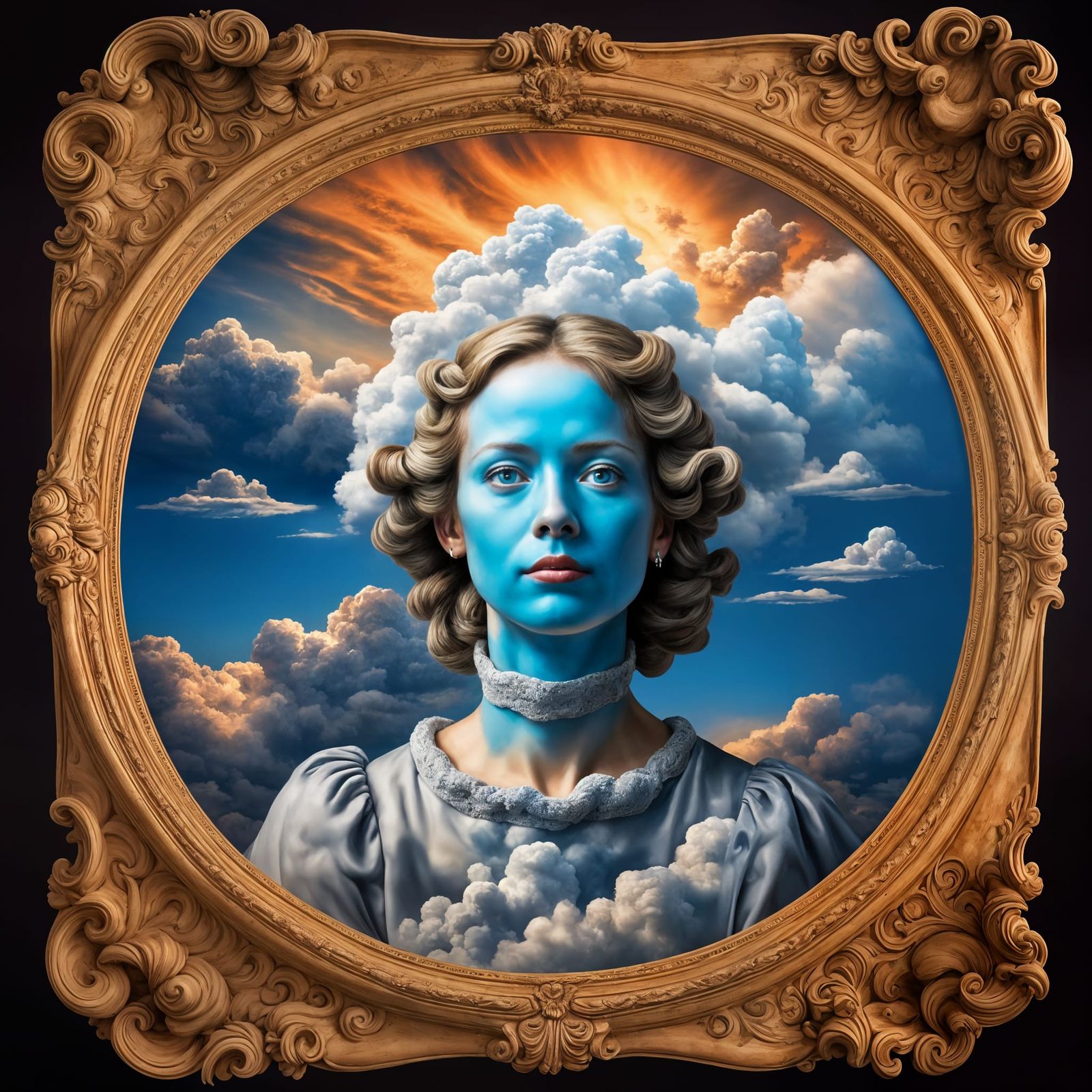Ethereal Woman Portrait Made of Clouds