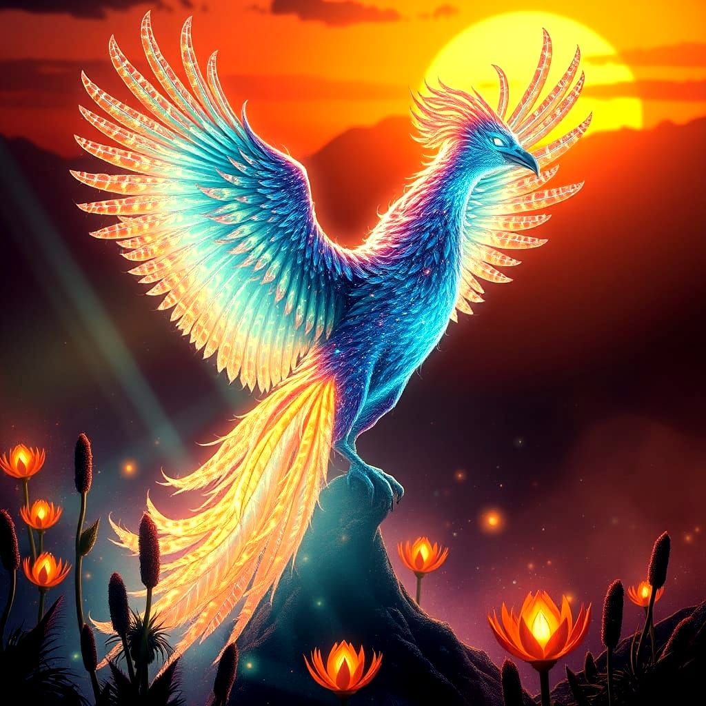 Bioluminescent Phoenix Rises on Alien World