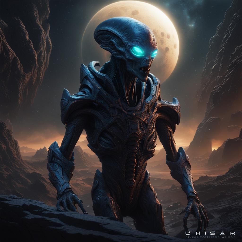 Alien from Alpha Centauri in Chiaroscuro Matte Painting