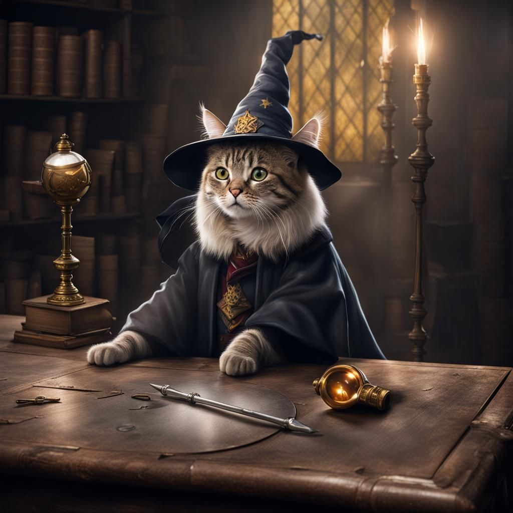 Harry Potter Wizard Cat Chewing Metal Table