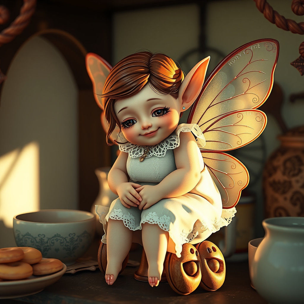 Plump doughnut elf fairy