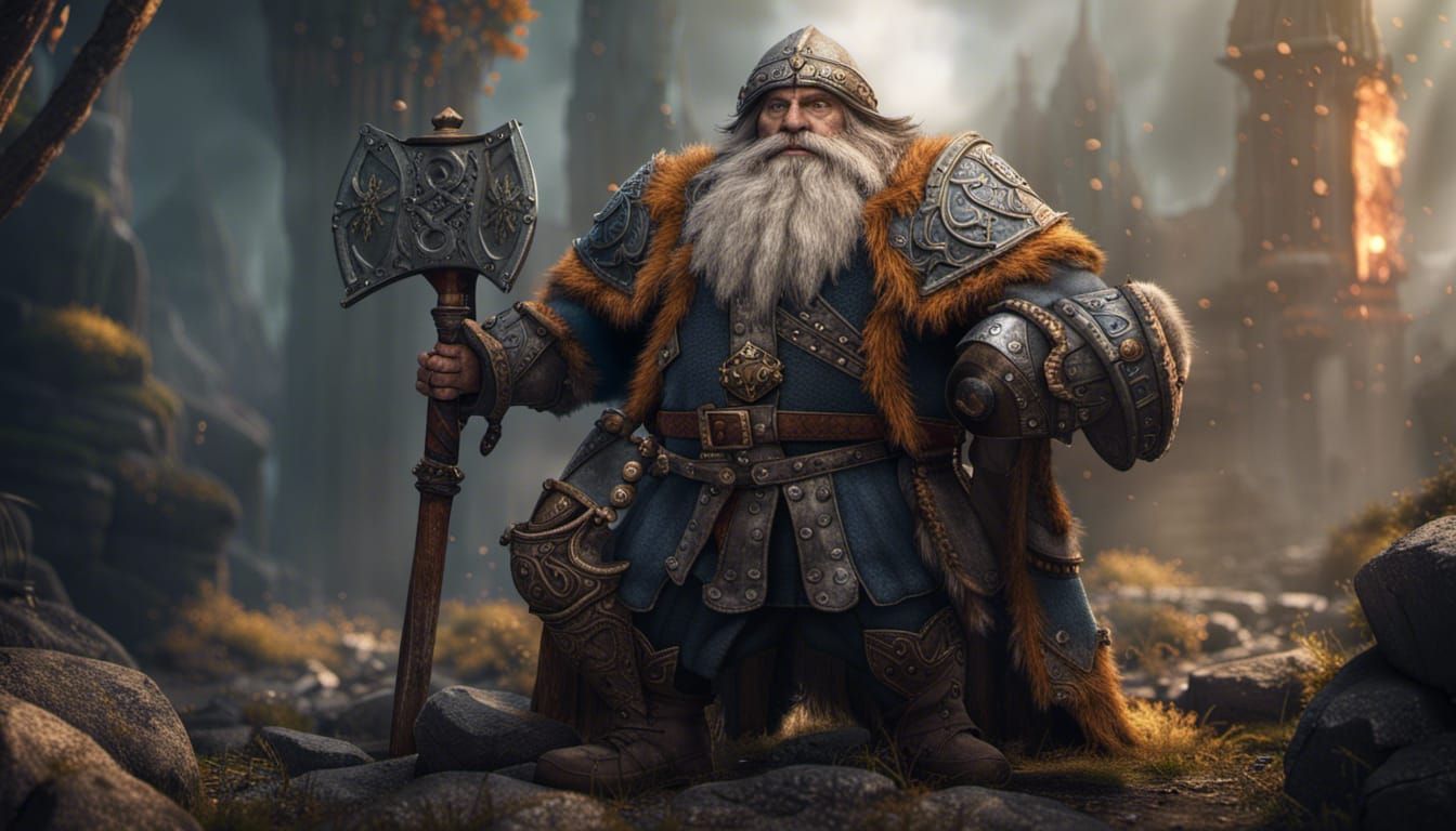 Medieval Dwarf Warrior with Sword and Shield