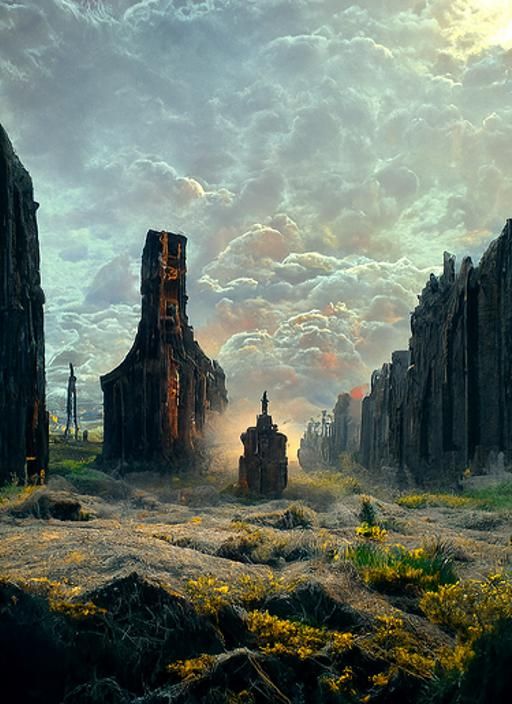 Cursed Stone Ruins in Hyperdetailed Digital Painting