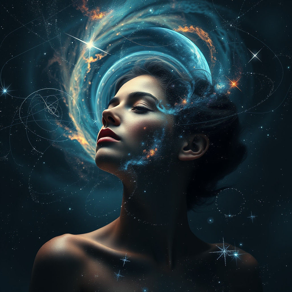Ethereal Woman: Universe Within, Hyperrealistic Art