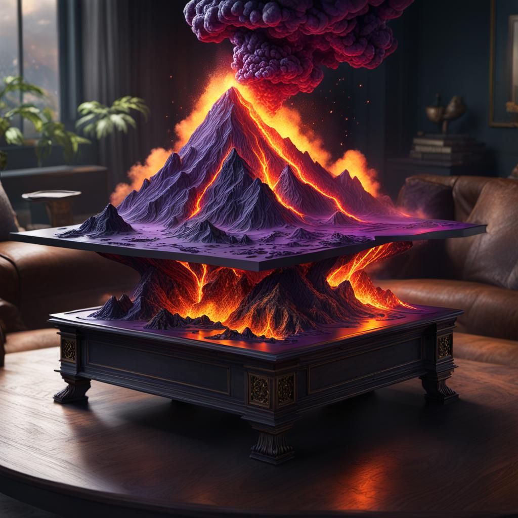 Miniature Volcano Eruption: Dark Fantasy Concept Art