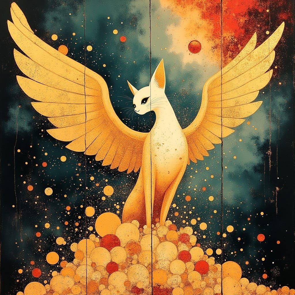 Majestic Phoenix of Banknotes Rises from Gold Coins