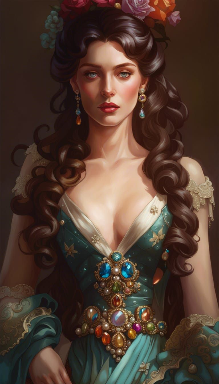 Rococo Portrait of a Lady with Pearls