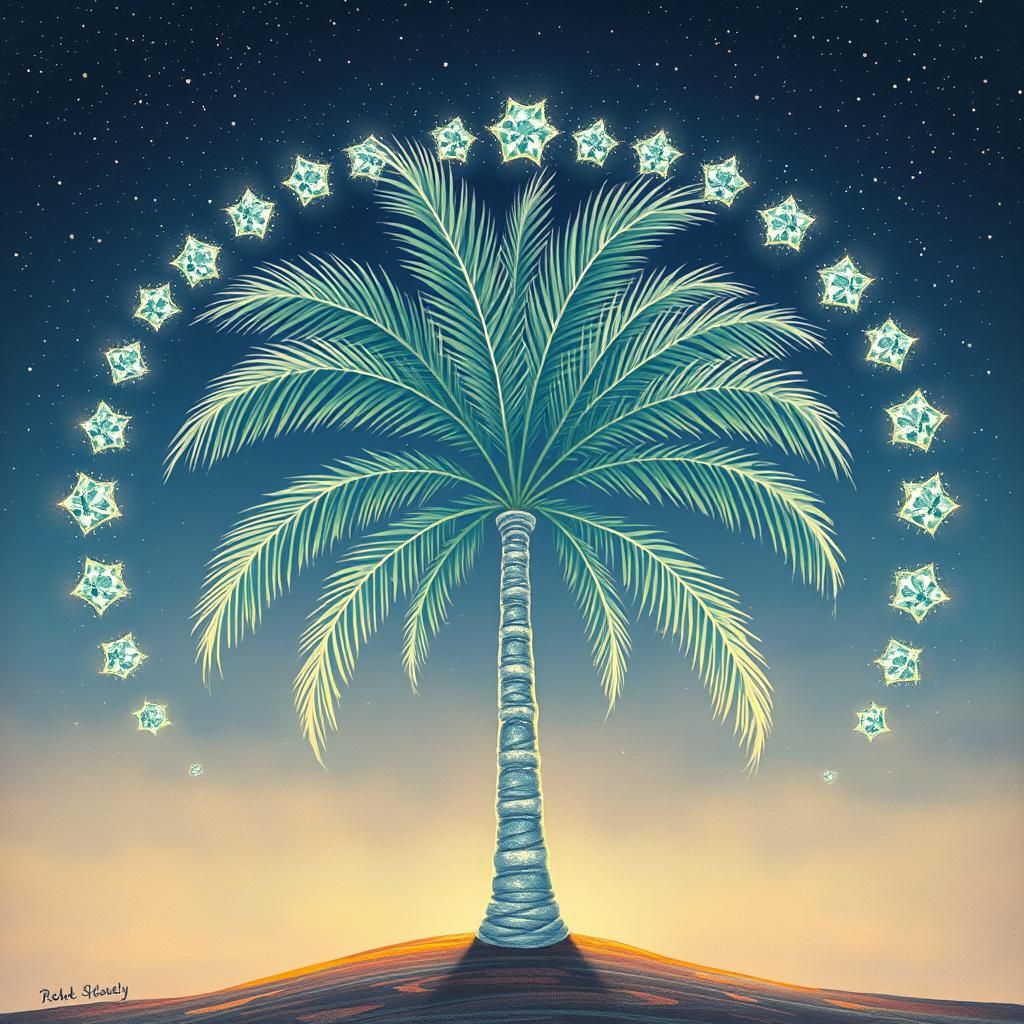 Emerald Palm with Diamonds in Ethereal Twilight