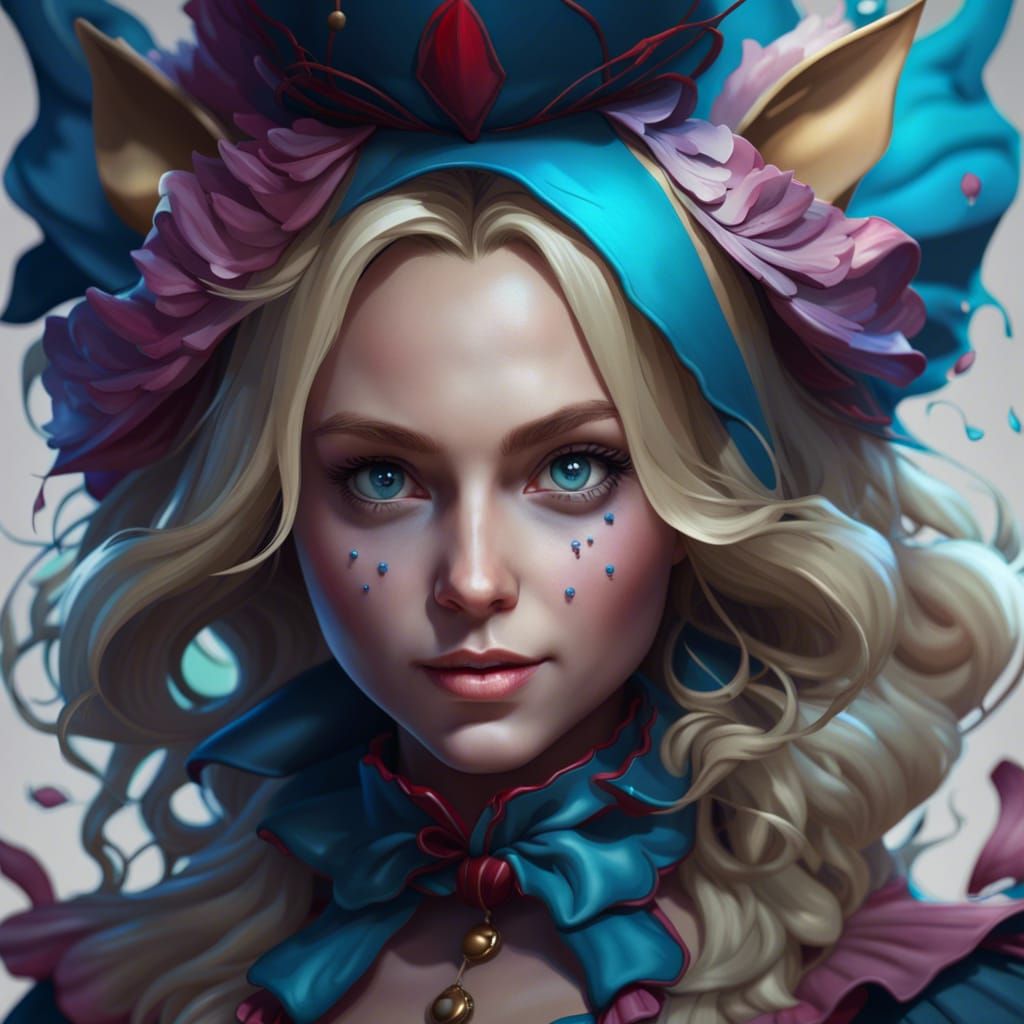 Alice in Wonderland Portrait in Art Nouveau Style