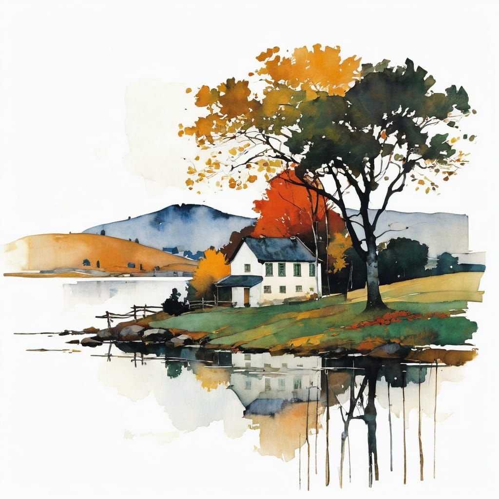 Autumn Landscape in Grunge Style