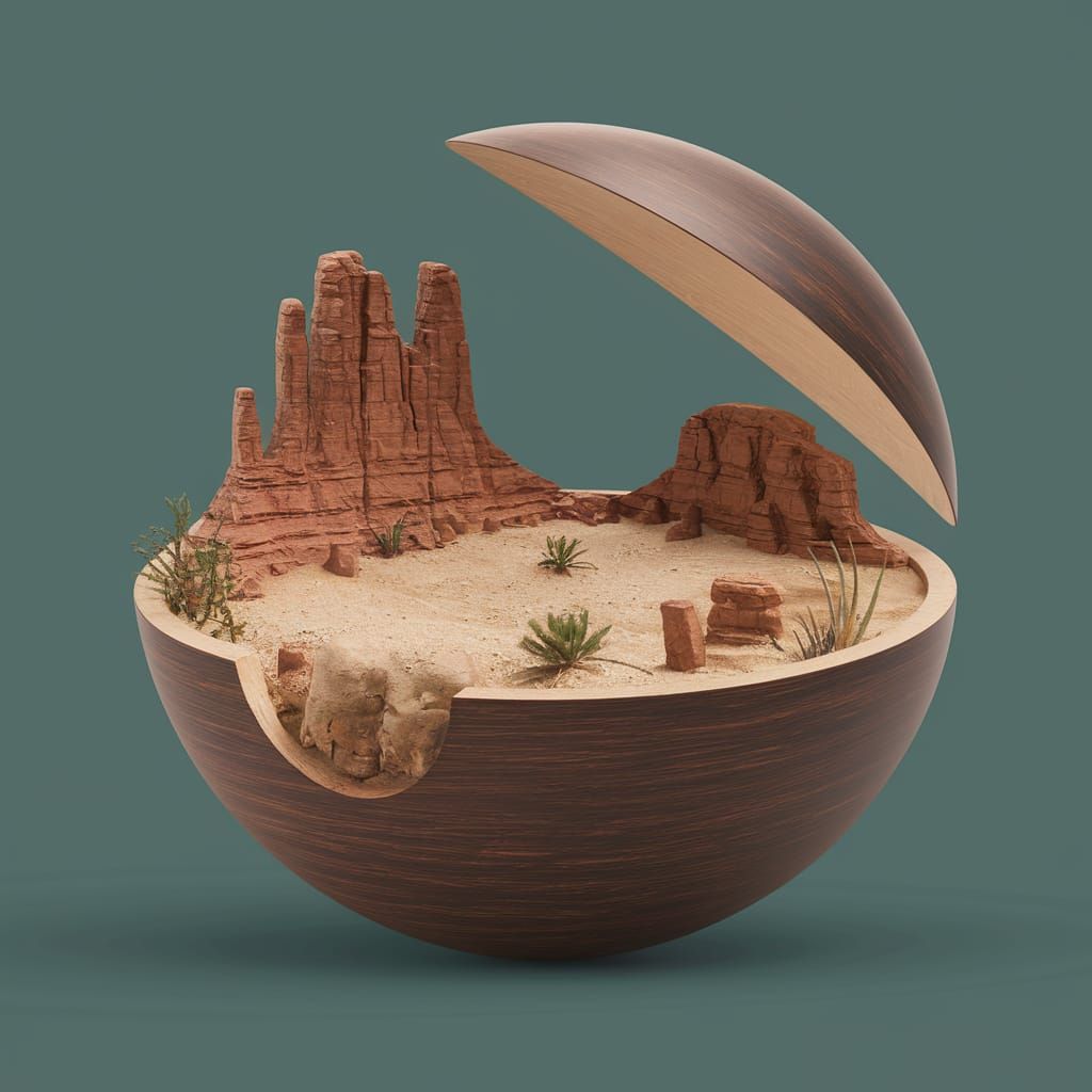 Hollow Wooden Ball Reveals Desert World