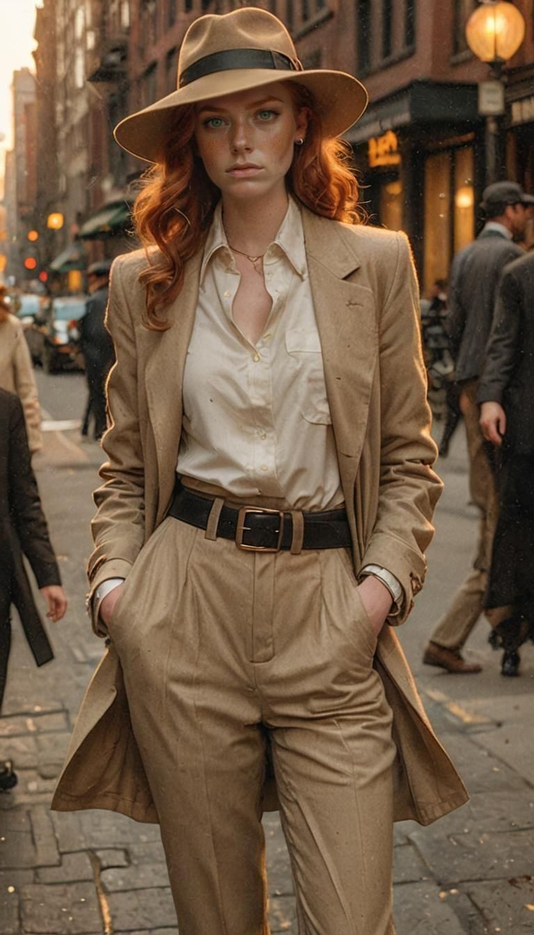 Woman in Beige Suit, Rembrandt Lighting, Film Still
