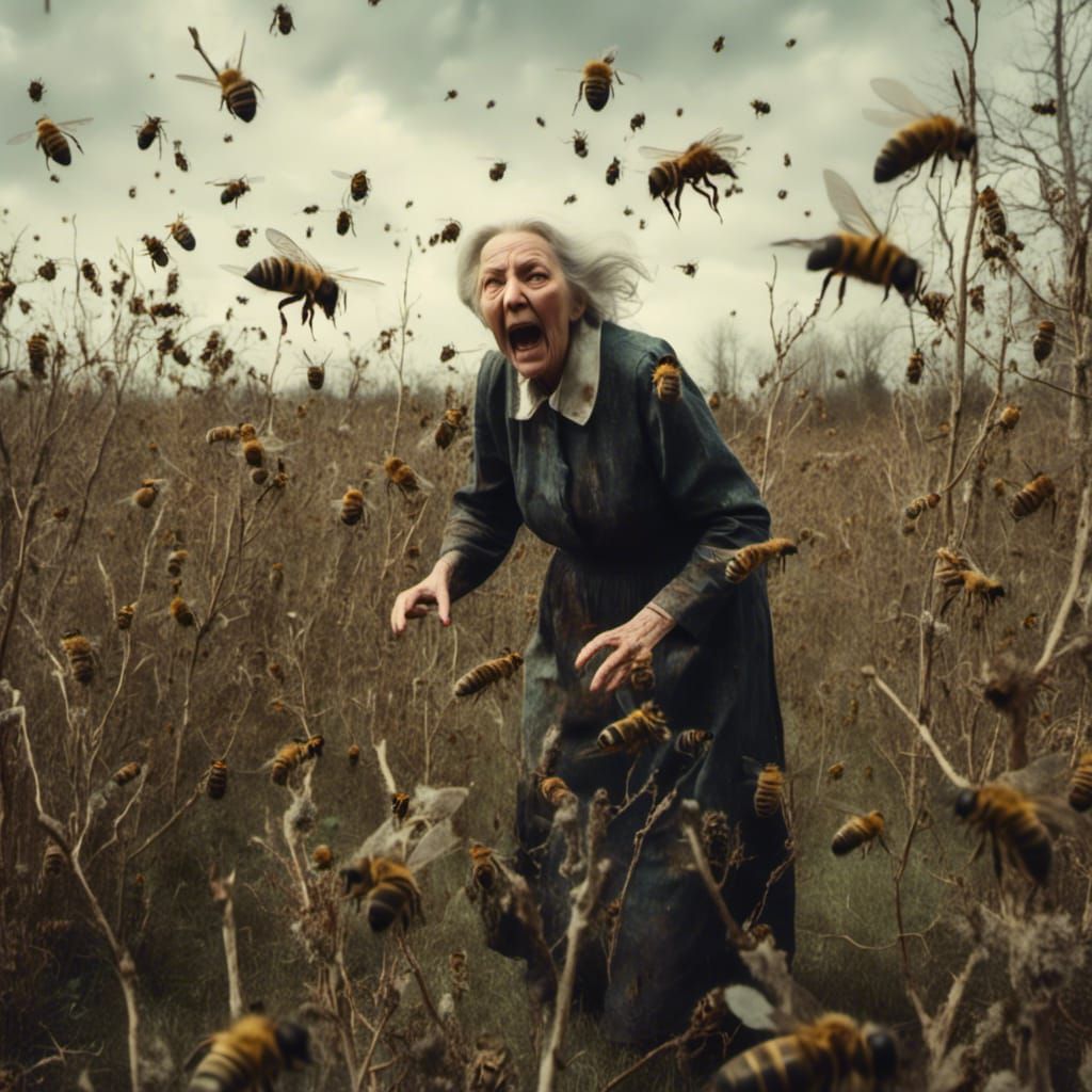Bees Attack: Macabre Image of a Swarm Chasing Woman