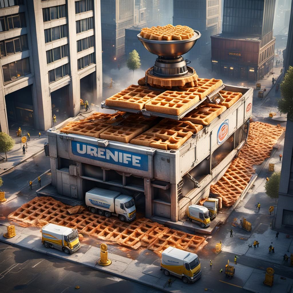 Concrete Truck Makes Waffle Slab, Fantasy Art