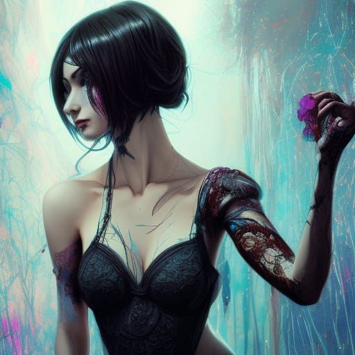 Stunning Female Teacher in Gothic Hyperdetailed Art