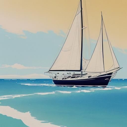 Anime Sailboat on Serene Shore Wallpaper