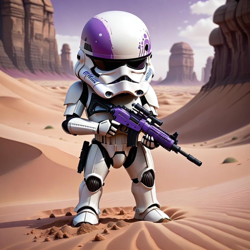 Chibi Stormtrooper on Alien Planet as Digital Art