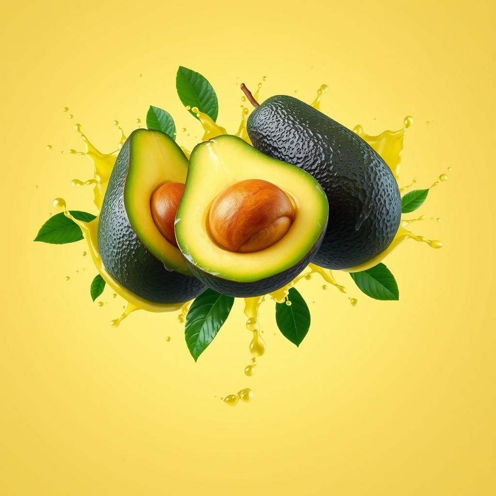 Avocados in Mid-Air with Splashing Juice