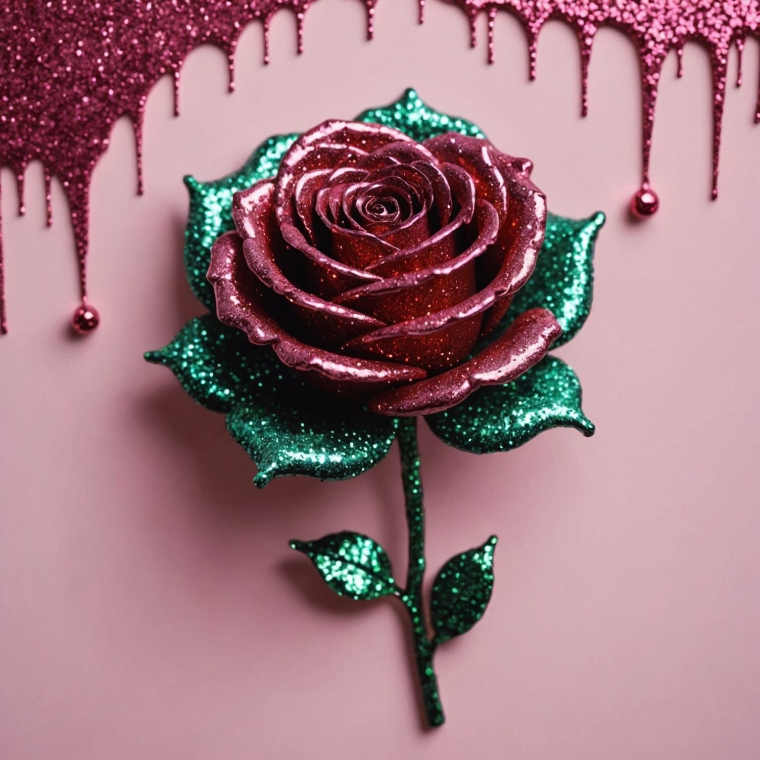 Melting Glitter Rose Sculpture
