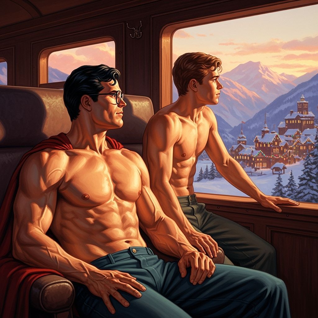 Muscular Clark Kent & Jimmy Olsen on Cozy Train