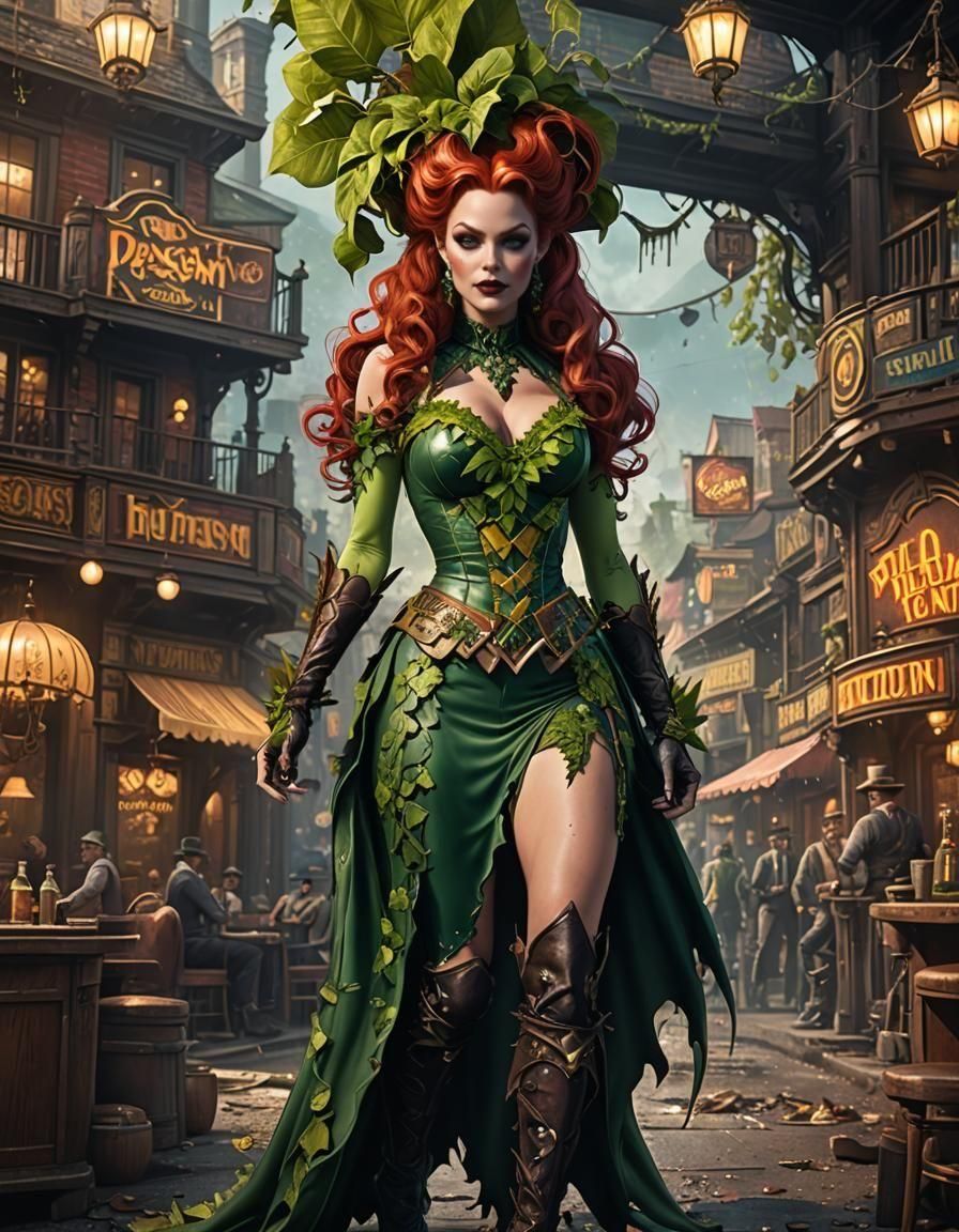 Poison Ivy as Saloon Girl: Fantasy Concept Art