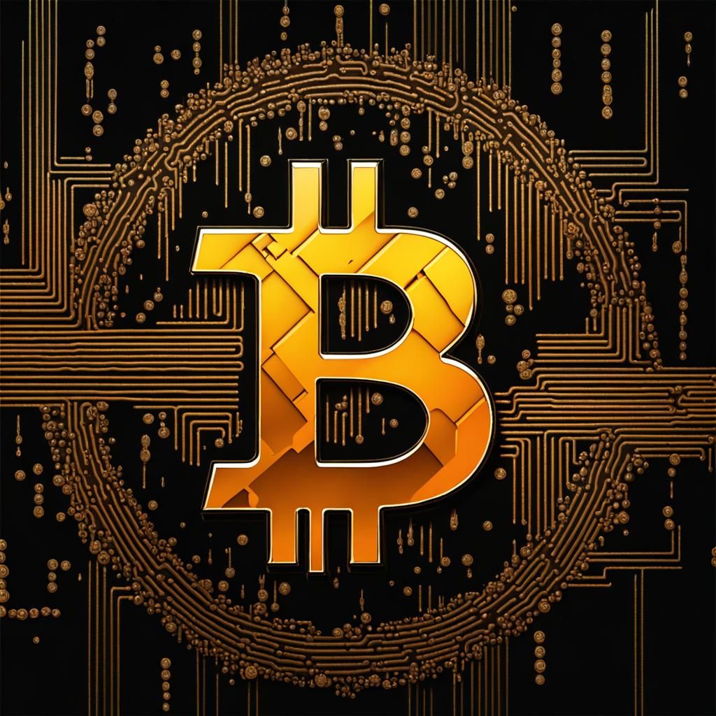 high quality artisanal ascii art bitcoin logo with a blend of (ascii art:1.8) and (oil painting art:0.7), insane contras...