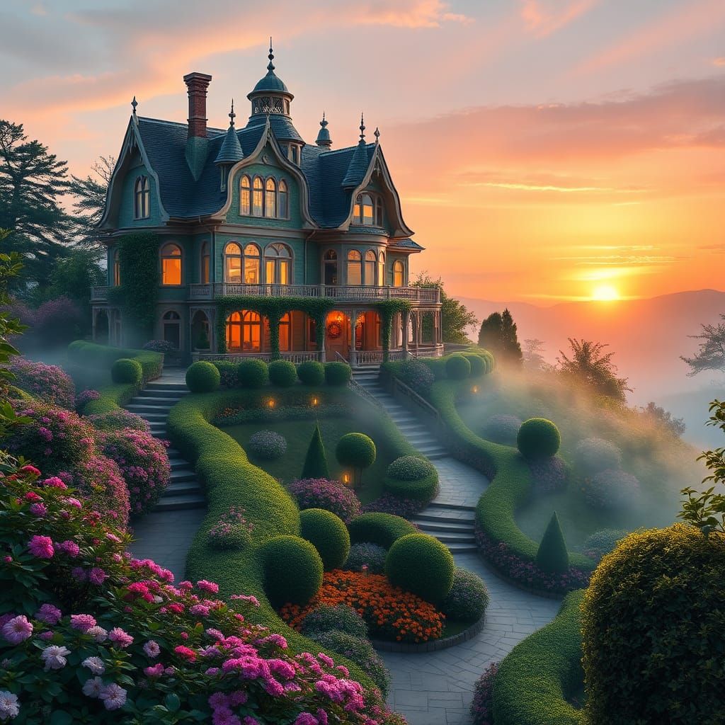 Whimsical Hilltop Estate in Lush Garden