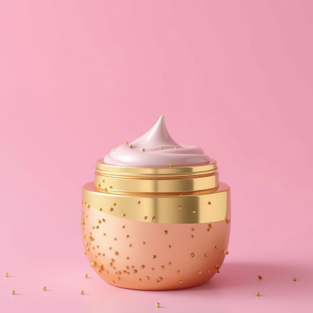 Luxurious Cream Bottle in Modern, Playful Style