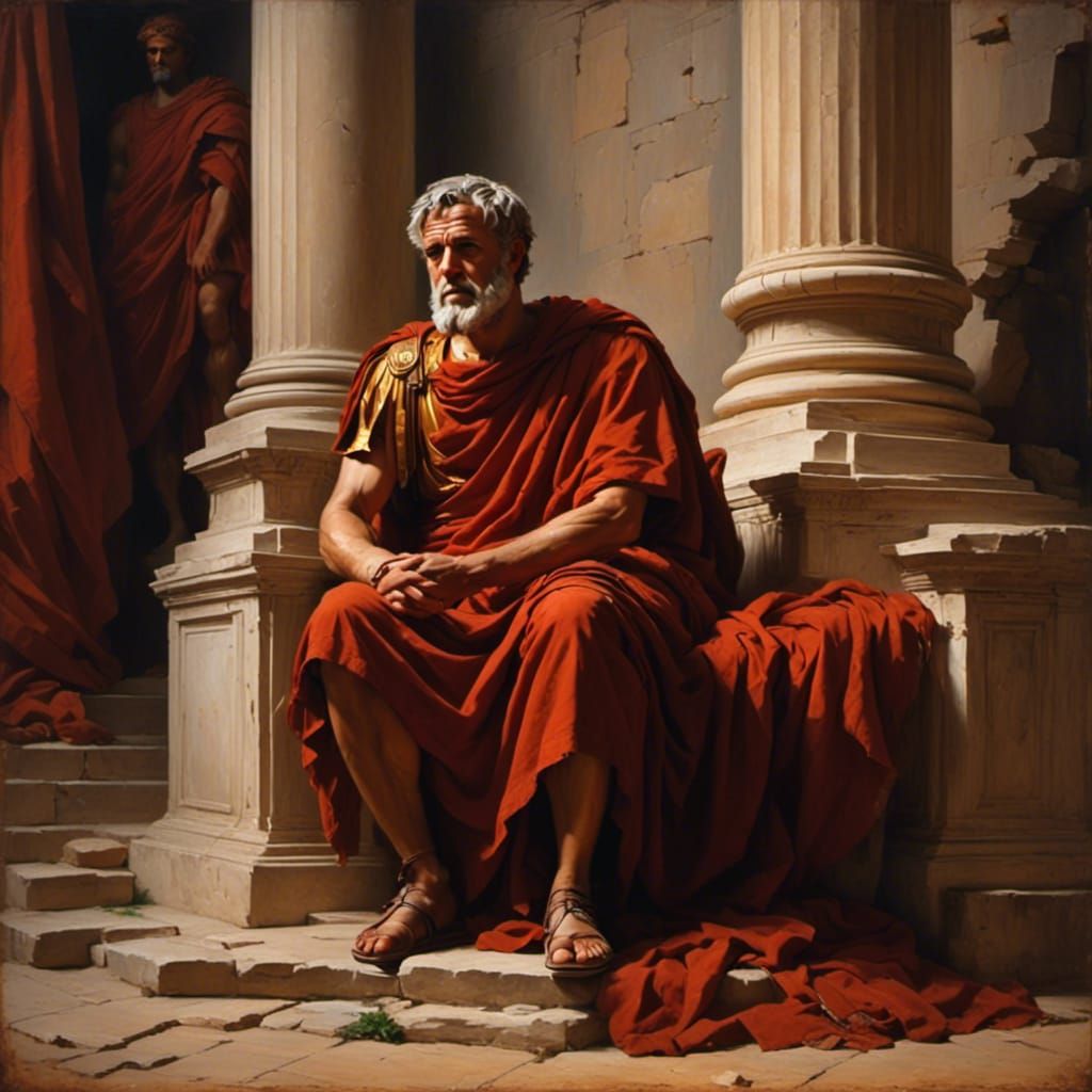 Thoughtful Roman Philosopher in Oils