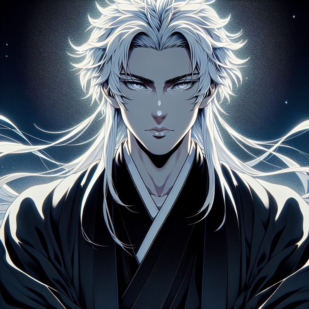Soul Reaper in Anime Style with White Hair