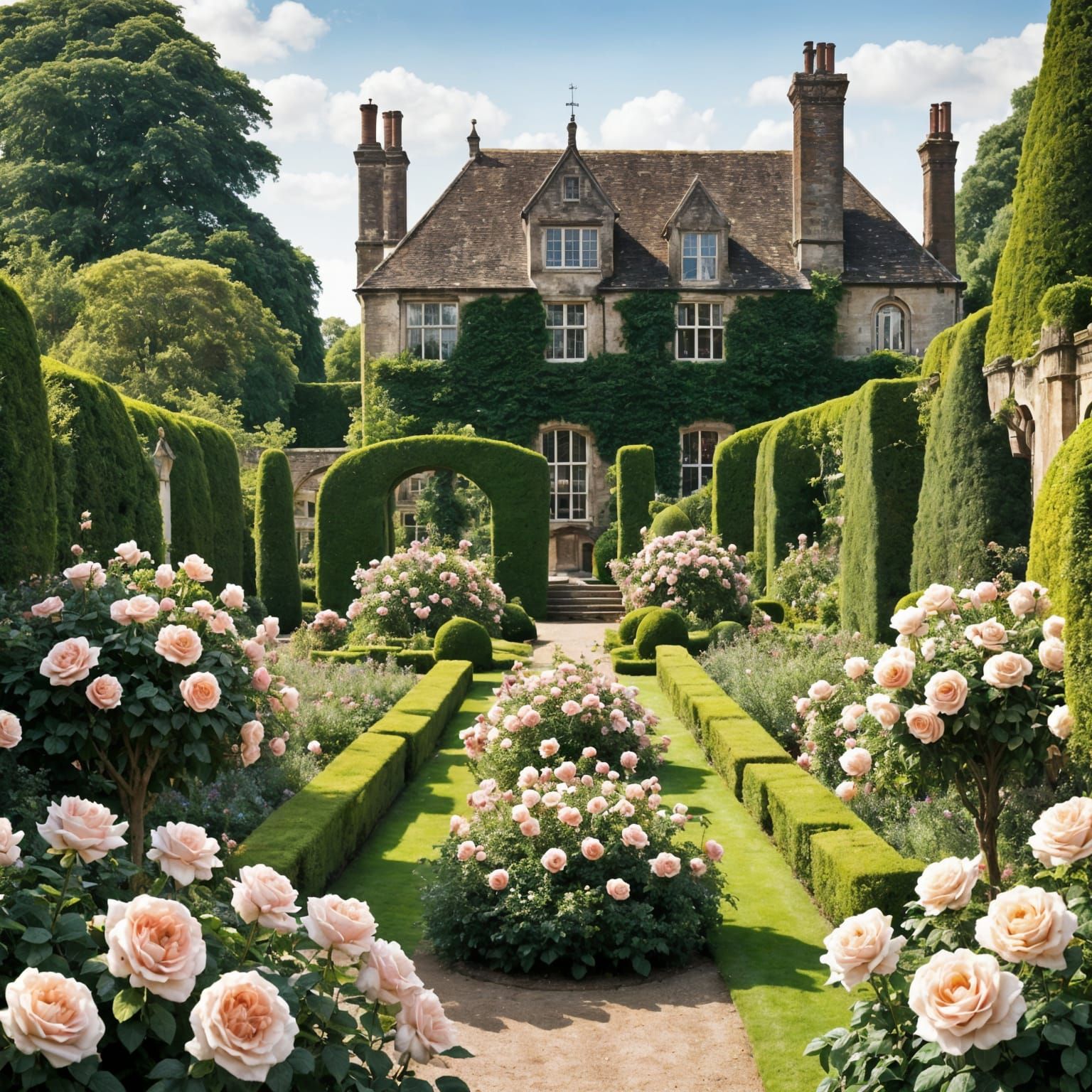 Quintessential English Rose Garden in Pastel Colors