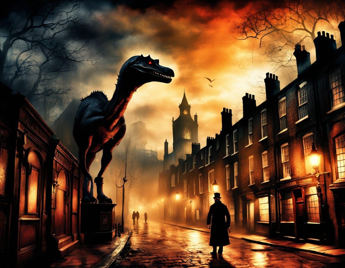 Jack the Ripper Stalks London in Gothic Digital Art