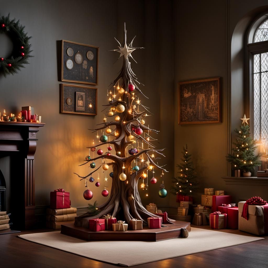 Enchanted Harry Potter Christmas Tree at Hogwarts