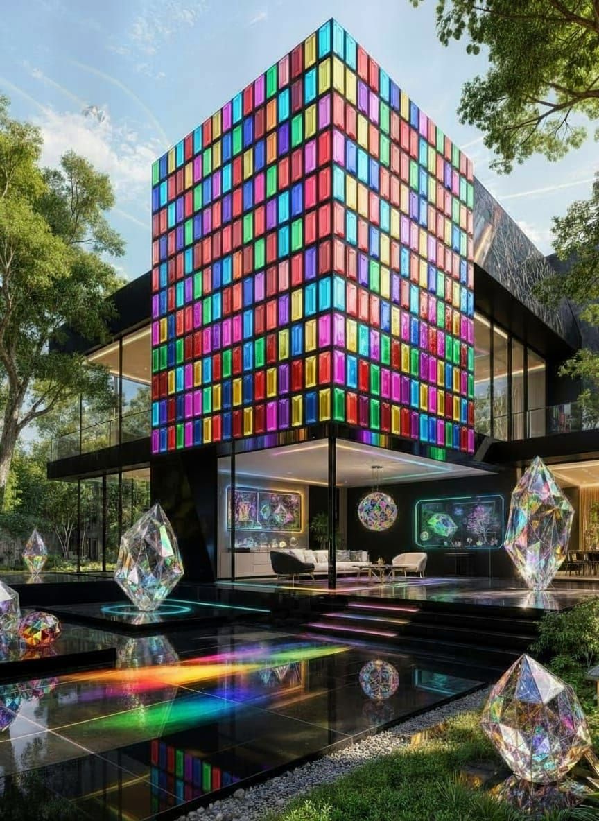 Bejeweled Modern Home with Rainbow Prism Effects