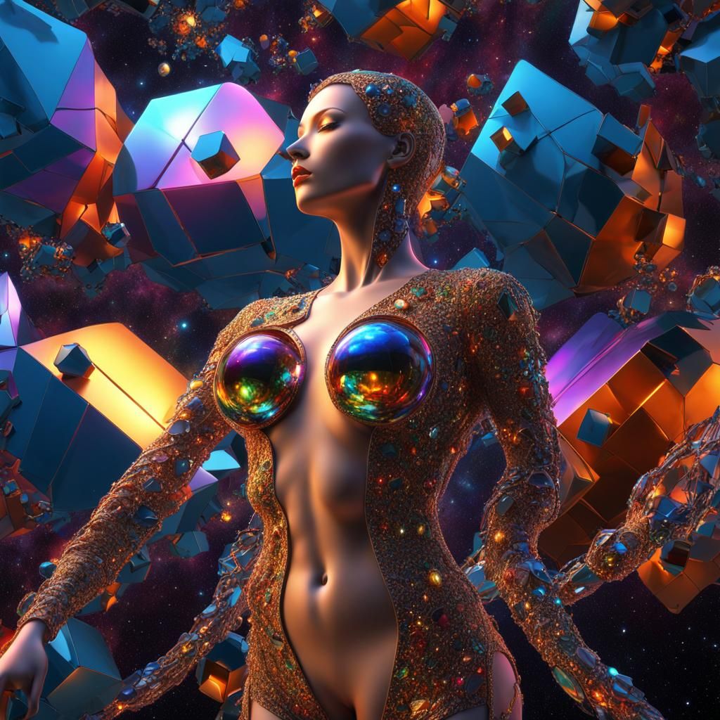 Fragmented Female Torso in Surreal CGI Masterpiece