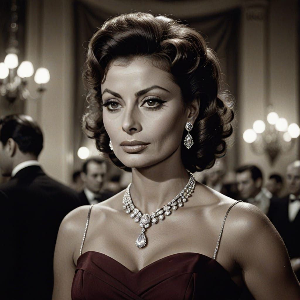 Elegant Sophia Loren Portrait in Glamorous 50s Style